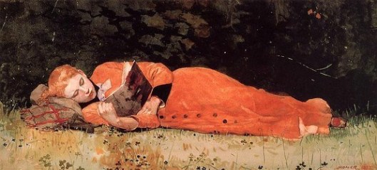 The New Novel (1877) by Winslow Homer
